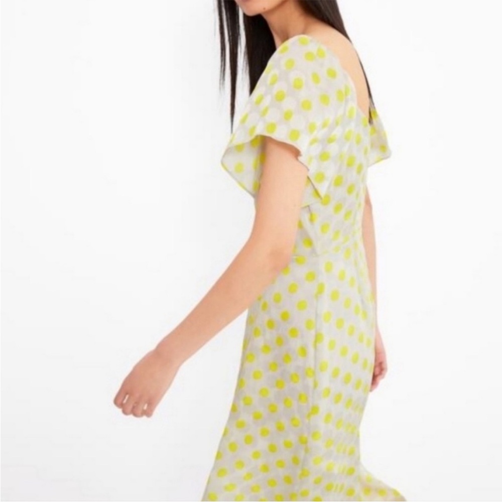 ZARA Satin Polka Dot Flutter Sleeve Midi Dress in size XSmall.